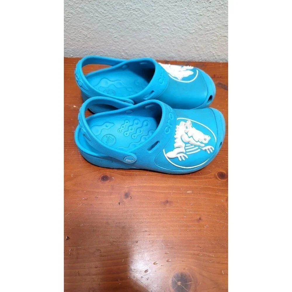 Crocs Youth J3 Aqua Dinosaur‎ Clogs Heel Strap Casual Relax